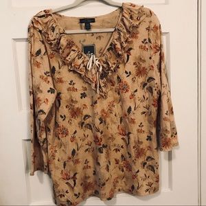 NWT Lauren Jeans Co. Peasant Flower Cream XL Top